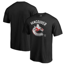 Load image into Gallery viewer, Vancouver Canucks Banner Wave T-Shirt - Black NHL Guys Tee
