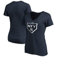 Load image into Gallery viewer, New York Yankees Women&#39;s 2019 Postseason Dugout Authentic V-Neck T-Shirt - Navy MLB Ladies V-Neck
