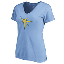 Load image into Gallery viewer, Tampa Bay Rays Women&#39;s 2019 Players&#39; Weekend V-Neck T-Shirt - Light Blue MLB Ladies V-Neck
