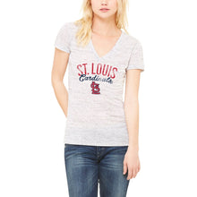 Load image into Gallery viewer, St. Louis Cardinals Let Loose By Rnl Women&#39;s Endless Deep V-Neck T-Shirt - White MLB Ladies V-Neck
