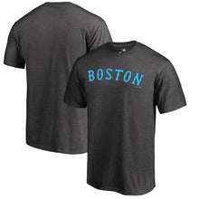 Load image into Gallery viewer, Boston Red Sox 2019 Father&#39;s Day Blue Wordmark T-Shirt - Charcoal MLB Guys Tee
