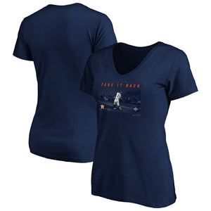 Jose Altuve Houston Astros Women's 2019 World Series Bound Walk-Off V-Neck T-Shirt - Navy MLB Ladies V-Neck