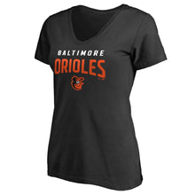 Load image into Gallery viewer, Baltimore Orioles Women&#39;s Engage Arch V-Neck T-Shirt - Black MLB Ladies V-Neck
