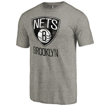 Load image into Gallery viewer, Brooklyn Nets Distressed Team Logo Tri-Blend T-Shirt - Heather Gray NBA Guys Tee
