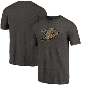 Anaheim Ducks Distressed Primary Logo Tri-Blend T-Shirt - Black NHL Guys Tee