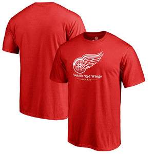 Detroit Red Wings Team Lockup T-Shirt - Red NHL Guys Tee