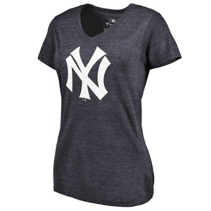 New York Yankees Women's Cooperstown Collection Huntington Tri-Blend V-Neck T-Shirt - Navy MLB Ladies V-Neck