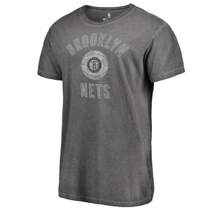 Brooklyn Nets Icon Logo Shadow Washed T-Shirt - Gray NBA Guys Tee