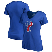 Load image into Gallery viewer, Philadelphia Phillies Women&#39;s X-Ray V-Neck T-Shirt - Royal MLB Ladies V-Neck
