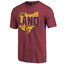 Load image into Gallery viewer, Cleveland Cavaliers The Land Hometown Collection Tri-Blend T-Shirt - Wine NBA Guys Tee

