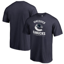 Load image into Gallery viewer, Vancouver Canucks Team Lockup T-Shirt - Navy NHL Guys Tee
