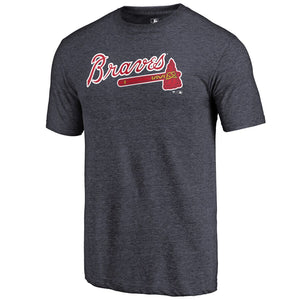 Atlanta Braves Team Wordmark Tri-Blend T-Shirt - Navy MLB Guys Tee