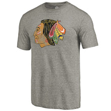Load image into Gallery viewer, Chicago Blackhawks Throwback Logo 1960-1961 Tri-Blend T-Shirt - Ash NHL Guys Tee
