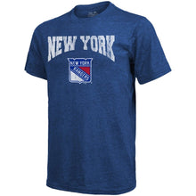 Load image into Gallery viewer, New York Rangers Majestic Threads City Over Graphic Tri-Blend T-Shirt - Blue NHL Guys Tee
