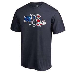 Boston Red Sox 2019 Stars & Stripes Banner State T-Shirt - Navy MLB Guys Tee