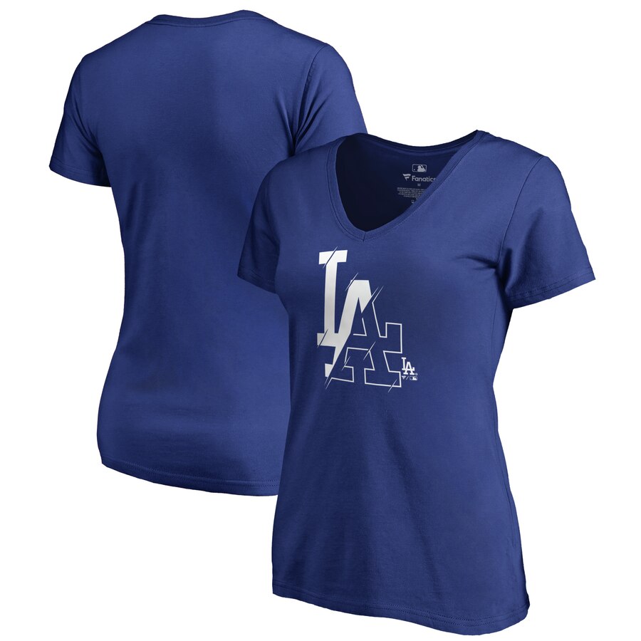 Los Angeles Dodgers Women's X-Ray Plus Size V-Neck T-Shirt - Royal MLB Ladies V-Neck