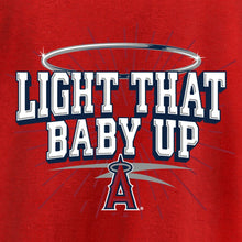 Load image into Gallery viewer, Los Angeles Angels Hometown Collection Light That Baby Up T-Shirt - Red MLB Guys Tee
