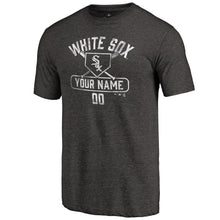Load image into Gallery viewer, Chicago White Sox Personalized Base Runner Tri-Blend T-Shirt - Black MLB Guys Tee
