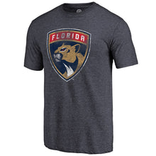 Load image into Gallery viewer, Florida Panthers Distressed Team Primary Logo Tri-Blend T-Shirt - Navy NHL Guys Tee
