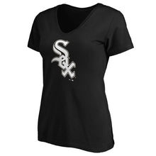 Load image into Gallery viewer, Chicago White Sox Women&#39;s Core Official Logo V-Neck T-Shirt - Black MLB Ladies V-Neck
