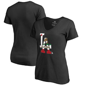 Los Angeles Dodgers Women's Hometown T-Shirt - Black MLB Ladies V-Neck
