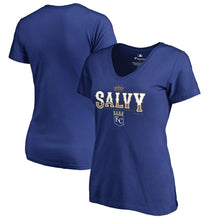 Load image into Gallery viewer, Salvador Perez Kansas City Royals Women&#39;s Player Hometown Collection Plus Size V-Neck T-Shirt - Royal MLB Ladies V-Neck
