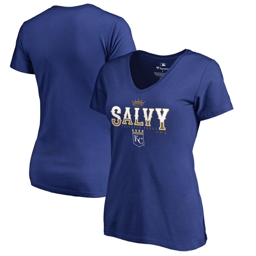 Salvador Perez Kansas City Royals Women's Player Hometown Collection Plus Size V-Neck T-Shirt - Royal MLB Ladies V-Neck