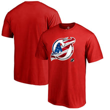 Load image into Gallery viewer, New Jersey Devils Banner Wave T-Shirt - Red NHL Guys Tee

