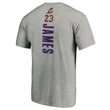 Load image into Gallery viewer, Lebron James Los Angeles Lakers Team Playmaker Name &amp; Number T-Shirt - Heather Gray NBA Guys Tee
