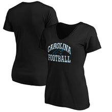 Load image into Gallery viewer, Carolina Panthers Majestic Women's Showtime Franchise Fit V-Neck T-Shirt - Black NFL LADIES V-Neck
