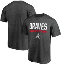 Load image into Gallery viewer, Atlanta Braves Win Stripe T-Shirt - Charcoal MLB Guys Tee
