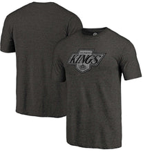Load image into Gallery viewer, Los Angeles Kings Distressed Throwback Primary Logo Tri-Blend T-Shirt - Black NHL Guys Tee
