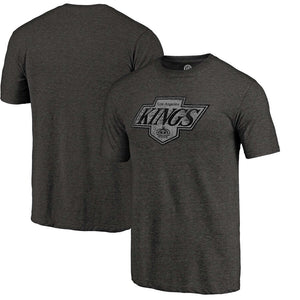 Los Angeles Kings Distressed Throwback Primary Logo Tri-Blend T-Shirt - Black NHL Guys Tee
