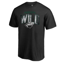 Load image into Gallery viewer, Minnesota Wild Arch Smoke T-Shirt - Black NHL Guys Tee

