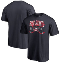 Load image into Gallery viewer, Columbus Blue Jackets Vintage Collection Line Shift Big And Tall T-Shirt - Navy NHL Guys Tee
