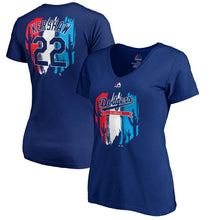Load image into Gallery viewer, Clayton Kershaw Los Angeles Dodgers Women&#39;s 2019 Spring Training Name &amp; Number V-Neck T-Shirt - Royal MLB Ladies V-Neck

