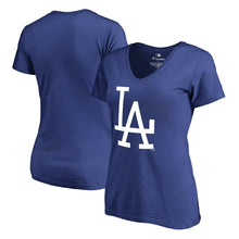 Load image into Gallery viewer, Los Angeles Dodgers Women&#39;s Cooperstown Collection Forbes T-Shirt - Royal MLB Ladies V-Neck
