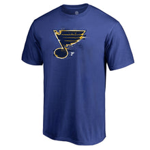 Load image into Gallery viewer, St. Louis Blues Splatter Logo T-Shirt - Royal NHL Guys Tee
