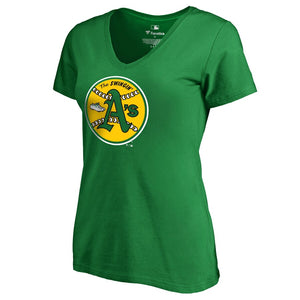 Oakland Athletics Women's Cooperstown Collection Huntington T-Shirt - Kelly Green MLB Ladies V-Neck