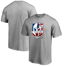 Load image into Gallery viewer, Vegas Golden Knights Banner Wave T-Shirt - Heathered Gray NHL Guys Tee
