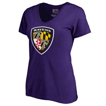 Load image into Gallery viewer, Baltimore Ravens Nfl Pro Line By Women&#39;s Hometown Collection V-Neck T-Shirt - Purple NFL LADIES V-Neck
