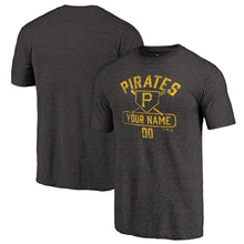 Load image into Gallery viewer, Pittsburgh Pirates Personalized Base Runner Tri-Blend T-Shirt - Black MLB Guys Tee
