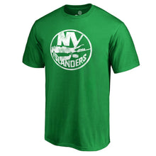 Load image into Gallery viewer, New York Islanders St. Patrick's Day White Logo T-Shirt - Green NHL Guys Tee
