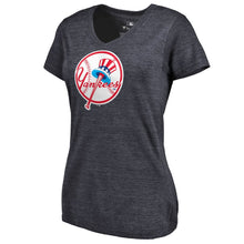 Load image into Gallery viewer, New York Yankees Women&#39;s Cooperstown Collection Forbes Tri-Blend V-Neck T-Shirt - Navy MLB Ladies V-Neck
