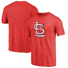 Load image into Gallery viewer, St. Louis Cardinals Distressed Team Tri-Blend T-Shirt - Heathered Red MLB Guys Tee
