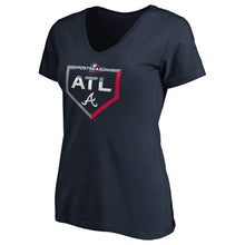 Load image into Gallery viewer, Atlanta Braves Women&#39;s 2019 Postseason Plus Size Dugout Authentic V-Neck T-Shirt - Navy MLB Ladies V-Neck
