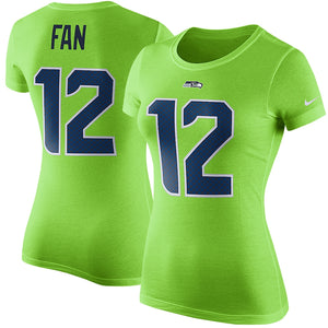 12S Seattle Seahawks Nike Women's Player Pride Color Rush Name & Number T-Shirt - Green NFL LADIES V-Neck