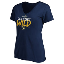 Load image into Gallery viewer, Milwaukee Brewers Women&#39;s 2019 Postseason Locker Room V-Neck T-Shirt - Navy MLB Ladies V-Neck
