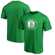 Load image into Gallery viewer, Brooklyn Nets St. Patrick's Day White Logo T-Shirt - Green NBA Guys Tee
