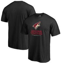 Load image into Gallery viewer, Arizona Coyotes Team Lockup T-Shirt - Black NHL Guys Tee
